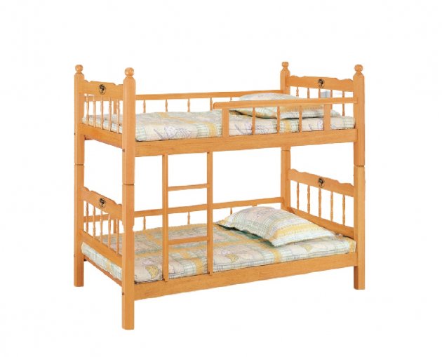 白木2寸角方柱3尺雙層床(全欄)